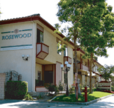 Exterior view of the Rosewood Assisted Living building.