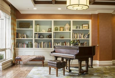 Piano in a tastefully decorated common area