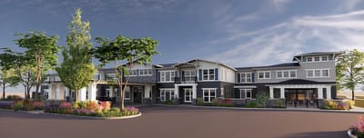 Exterior view of a modern assisted living facility