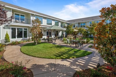 Courtyard with seating and landscaping