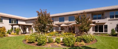Beautiful courtyard with landscaping and seating