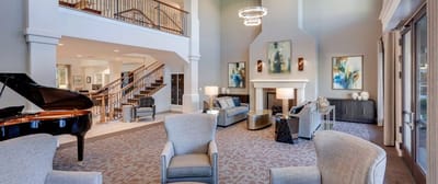 Luxurious common area with seating and decor.