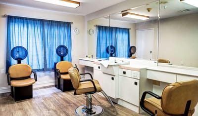 Interior view of a hair salon at the facility.