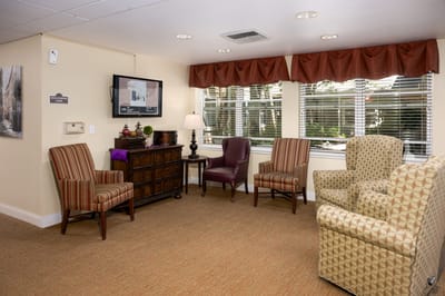 Comfortable common area with seating and decor.