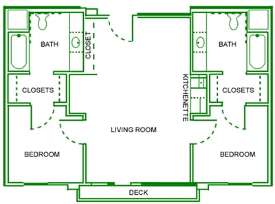 Architectural floor plan of resident units.