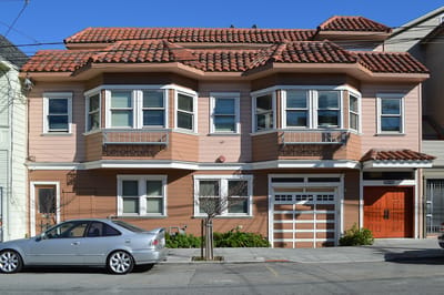 Exterior view of a two-story residential building.