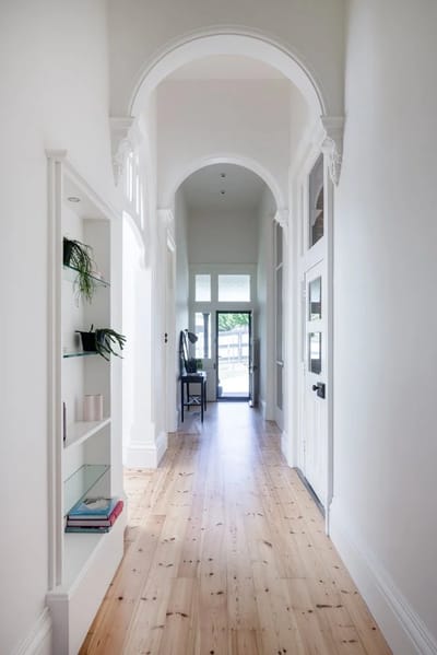 A bright, inviting hallway in the facility