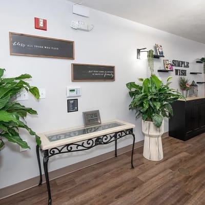 Welcoming common area with plants and decor