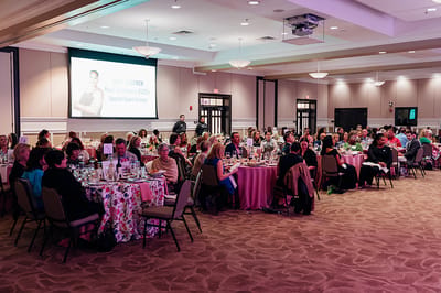 Large dining area with guests at tables