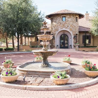 Beautiful fountain in front of the facility
