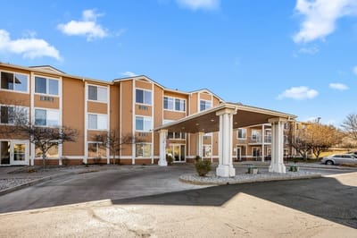 Exterior view of the facility building entrance.