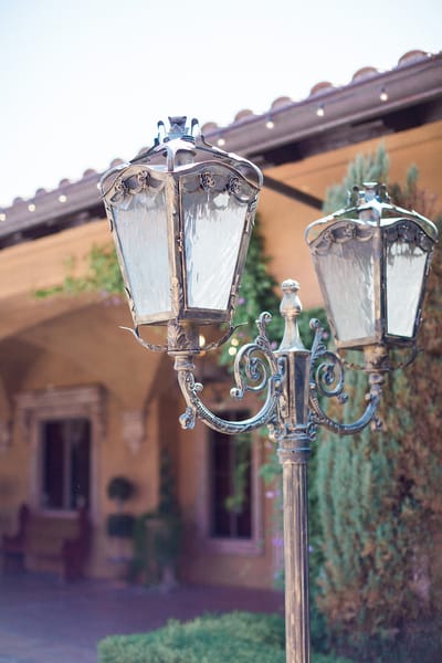 Elegant outdoor lamp post near the entrance