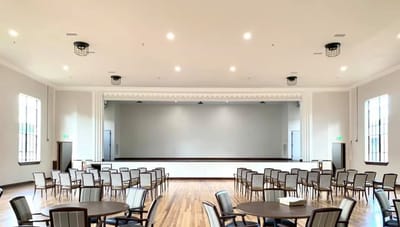 Spacious interior common area with seating