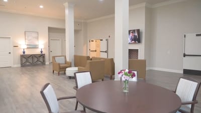 Light-filled common area with comfortable seating