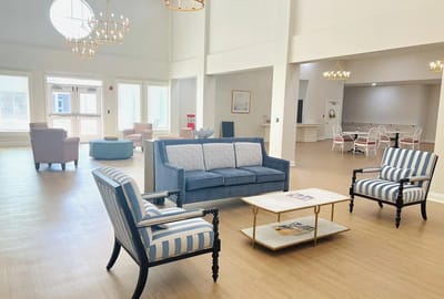 Bright common area with comfortable seating