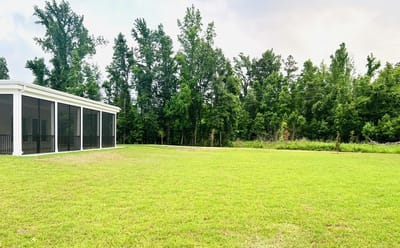 Outdoor lawn area beside the facility