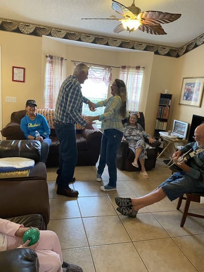 Residents engaging in a lively gathering