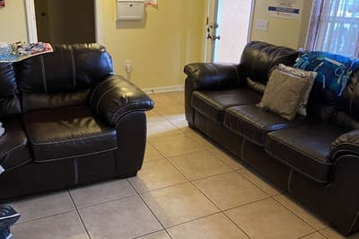 Cozy living room with two sofas
