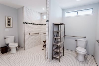 Accessible bathroom with safety features