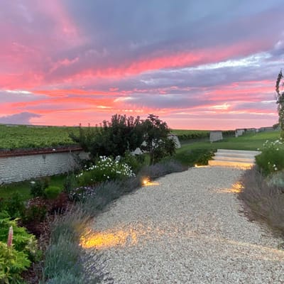 Scenic outdoor pathway at sunset