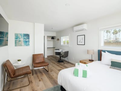 Cozy interior of a resident room with modern decor.