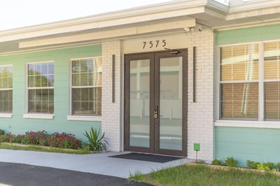 Exterior entrance of a residential facility.