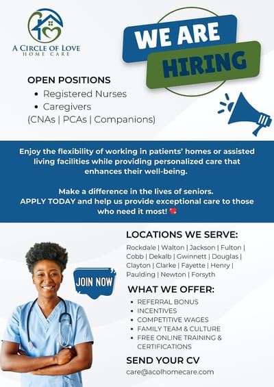 Recruitment advertisement for nursing positions.