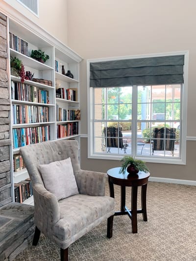Cozy reading nook with a view of the garden.