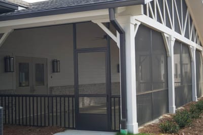 Screened porch area of a facility