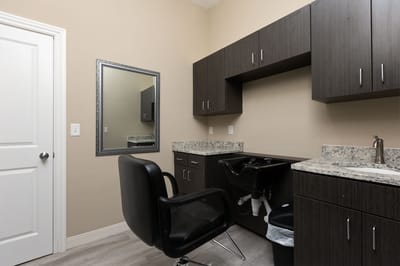 Hair salon space with modern furnishings