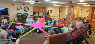 Residents engaging in a fun group activity.