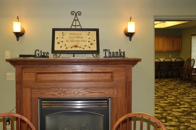 Decorative mantel display in a common area
