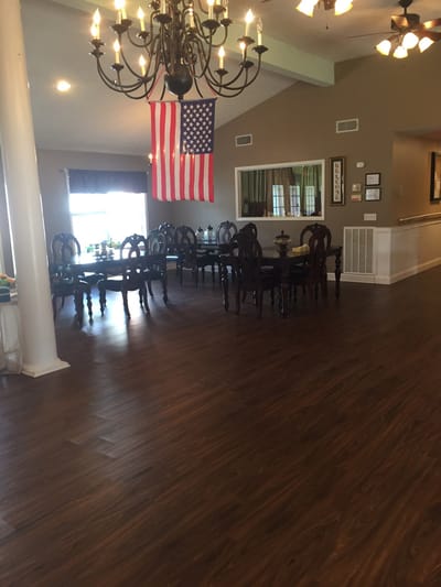 Dining area with American flag decor