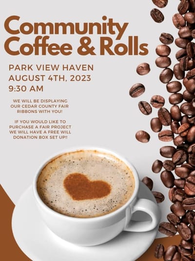 Coffee and rolls advertisement for a community event.