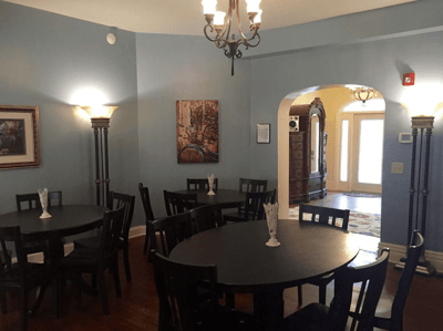 Dining area with tables and chairs