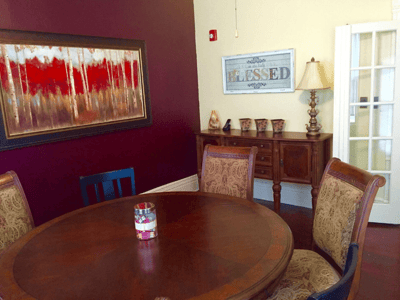 Interior dining area with decorative elements