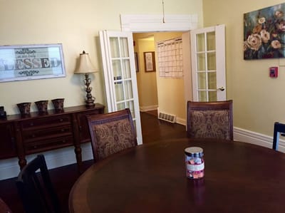 Dining room with a wooden table and decor