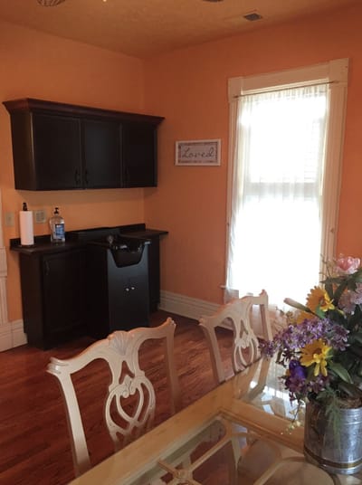 Cozy interior with a table and flower arrangement