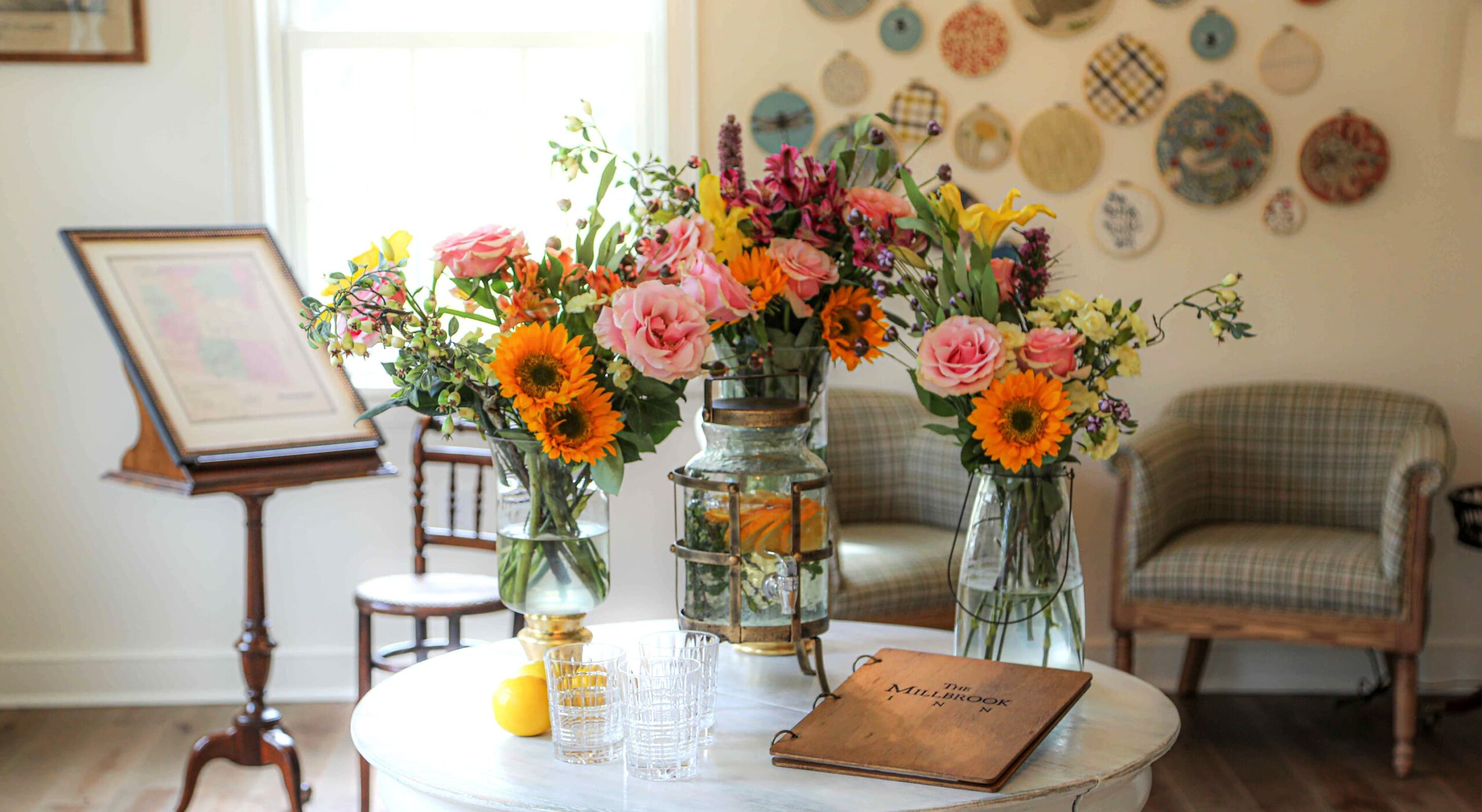 Bright floral arrangement on a table