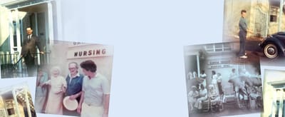 Historic photos at Garden Terrace Nursing Home entrance.