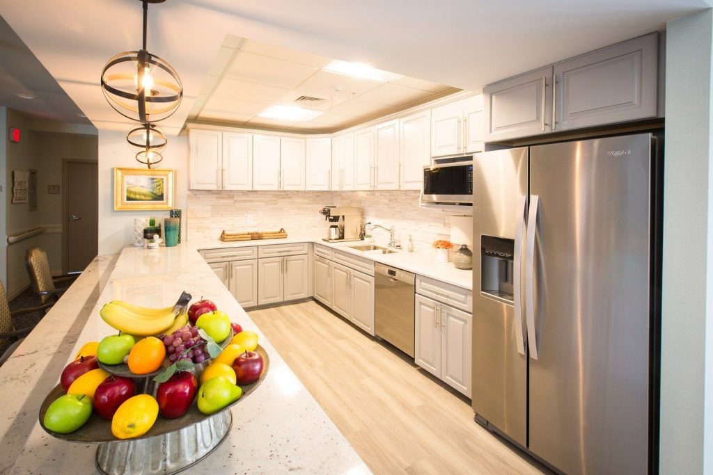 Modern kitchen with fresh fruit display