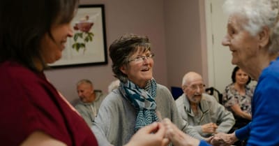 Residents enjoying a joyful interaction