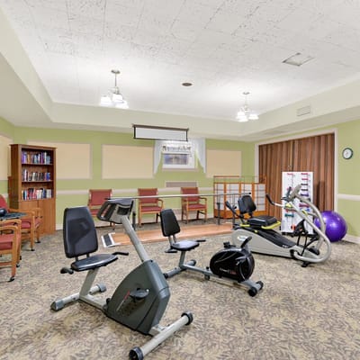 Interior gym area with exercise equipment