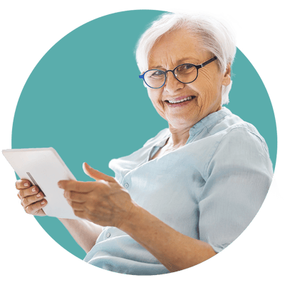 Smiling senior woman using a tablet