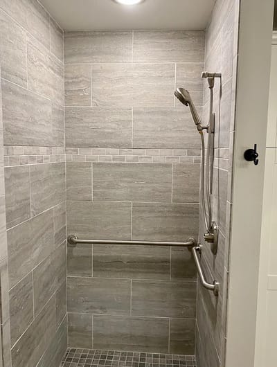 Accessible shower with grab bars