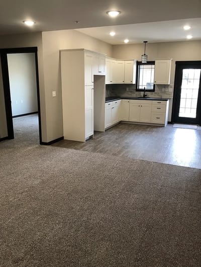 Modern kitchen area in a resident room.