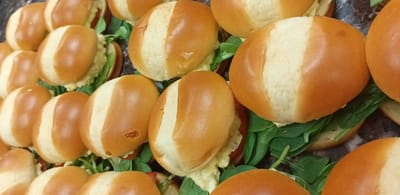 Platter of sandwiches prepared for dining