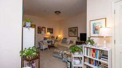 Cozy living space in a resident's room