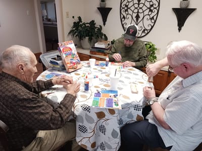 Residents engaging in an arts and crafts activity.
