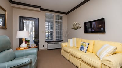 Cozy common area with colorful seating
